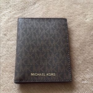 Michael Kors Brown Key Card Holder with Signature Design